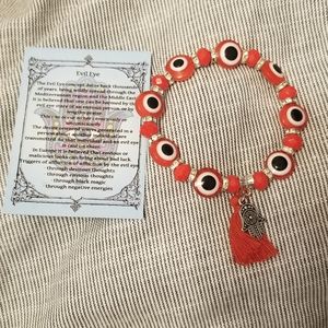 3/$25💜 Hamsa Hand Evil Eye Red Tassel Protection Bracelet New